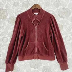 Evereve Burgundy Zip-Up Hoodie